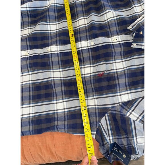 U.S. Polo Assn. Mens 3XL Blue & White Plaid Button-Down Shirt - Picture 9 of 11
